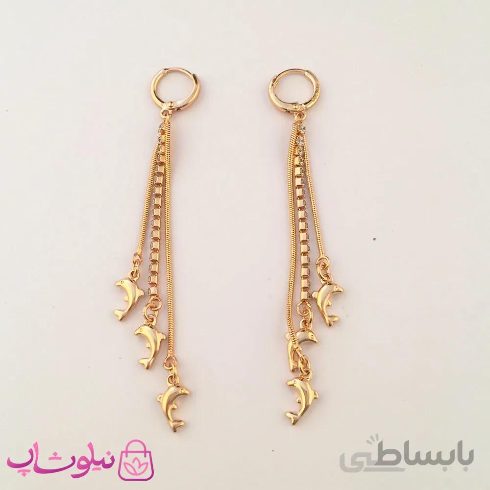 گوشواره زنانه آویز بلند ژوپینگ طرح دلفین کد 339