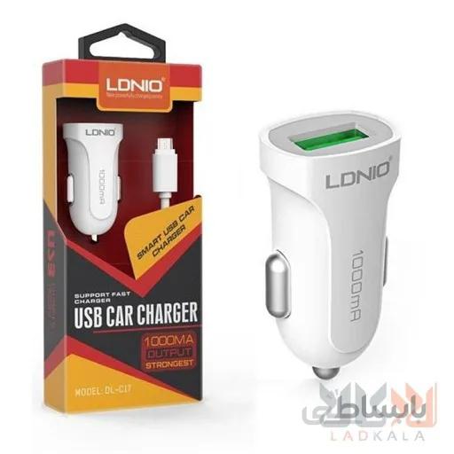 شارژر فندکی الدینیو DL-C17 همراه با کابل MicroUSB