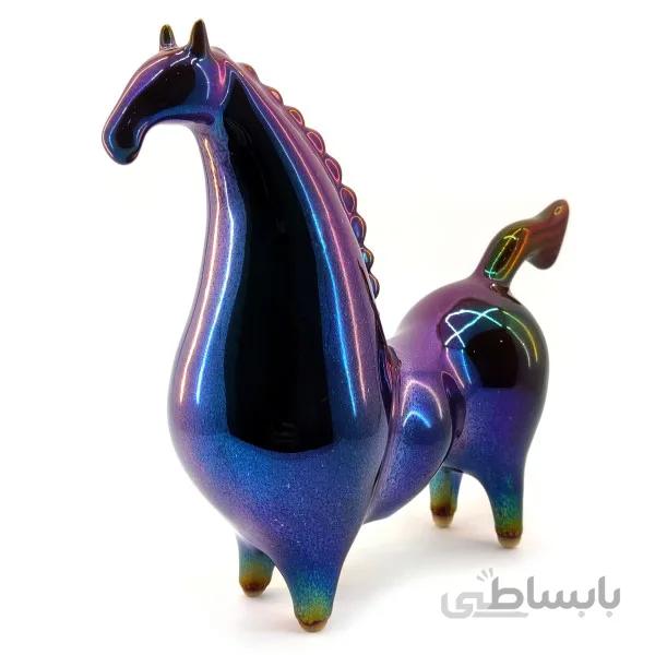 مجسمه سرامیکی اسب آبی بنفش