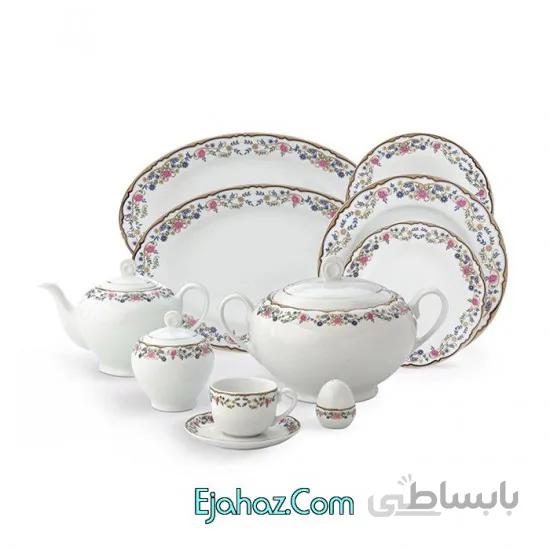 غذاخوری چینی زرین ایران پیکره ایتالیا اف سرویس چینی 102 پارچه کامل گلستان 12 نفره درجه یک