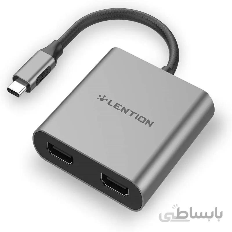 مبدل2پورت LENTION USB-C سری CLOUD مدل C53Elite