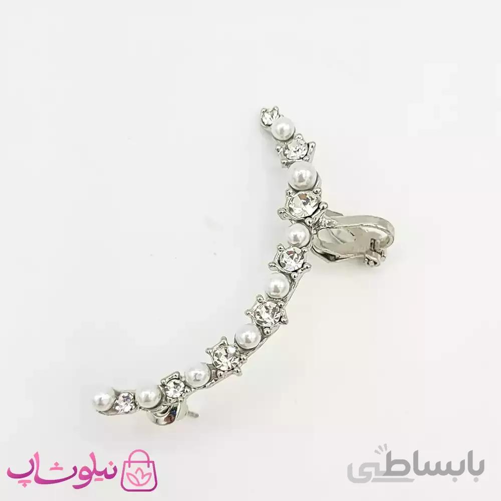 گوشواره لاله گوش نگین دار نقره ای