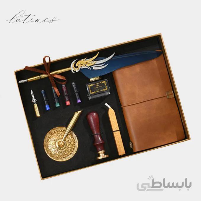 ست کالیگرافی قلم پر طرح آرتمیس رنگ آبی