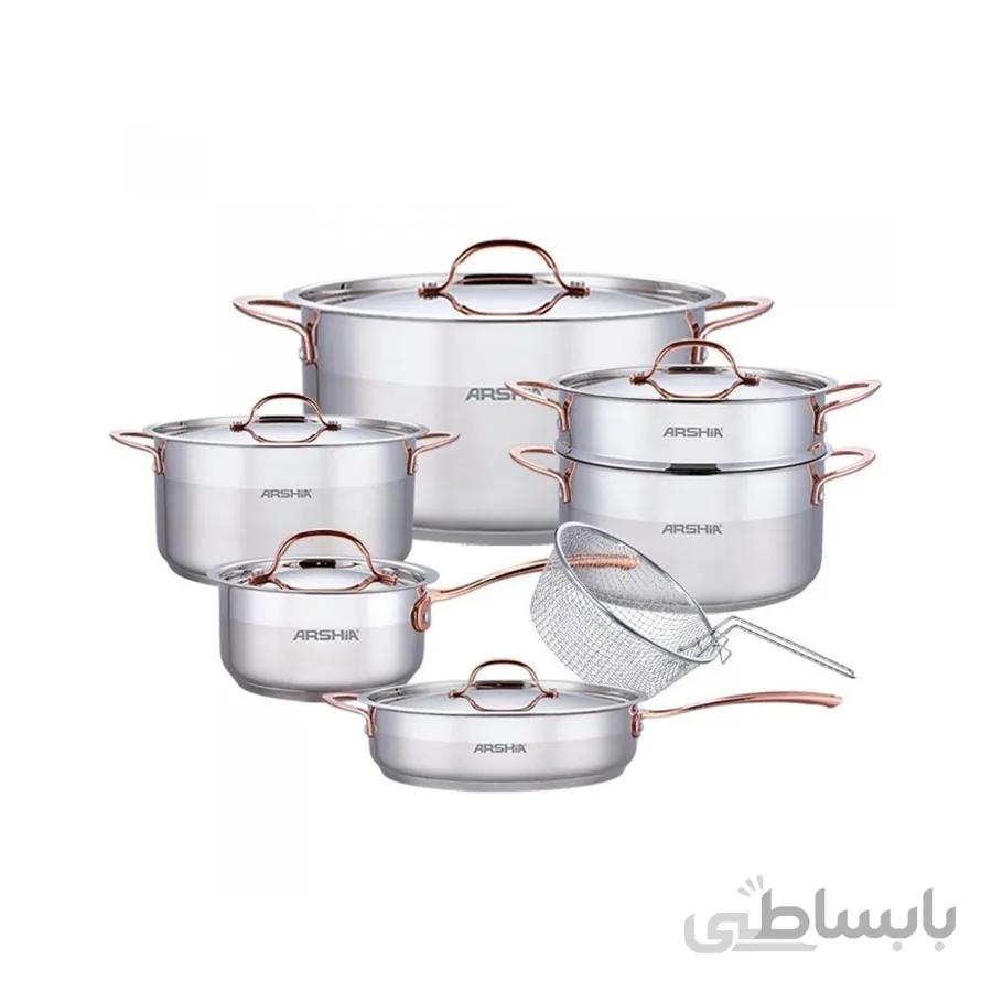 سری قابلمه۱۲ پارچه استیل عرشیا مدل SS064-2699