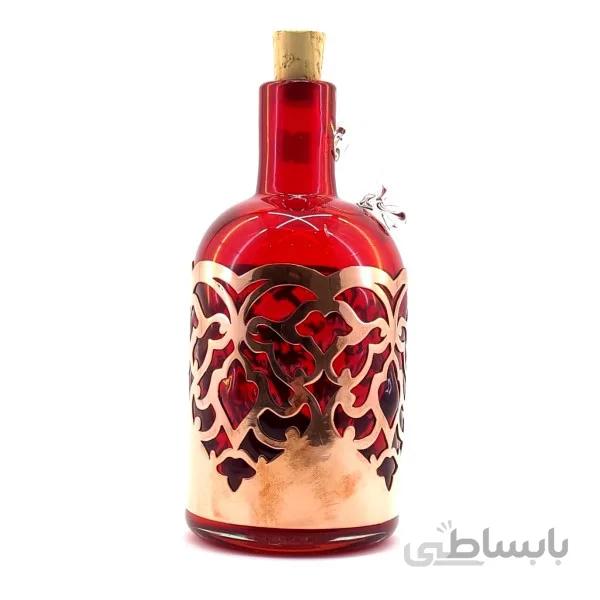 بطری شیشه ای تلفیق با مس کوچک دسته دار قرمز