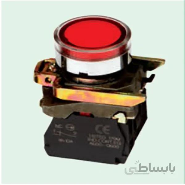شستی استپ چراغ دار فلزی سالزرSAA22-BW34M2 RED 220V