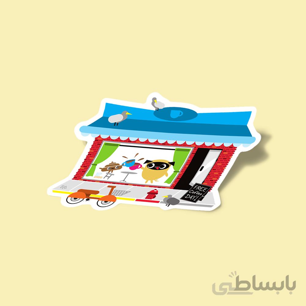 استیکر Pug & Poo Coffee House