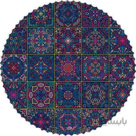 رومیزی مخمل گرد کتیبه رنگی رنگی