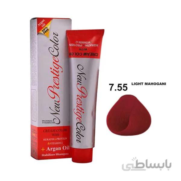 رنگ موی نیو پرستیژ کالر سری آلبالویی شماره 7.55 رنگ آلبالویی روشن حجم 120 میلی لیتر