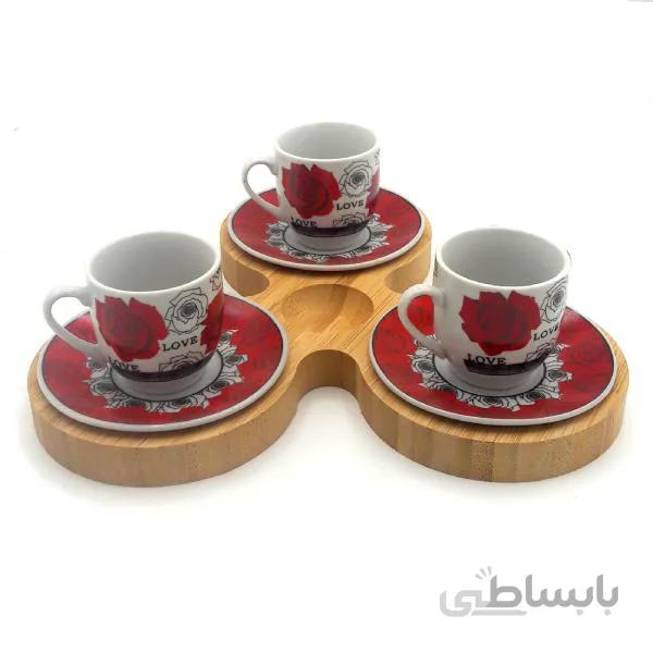 سرویس قهوه خوری بامبو سرامیک 7 پارچه مدل Love