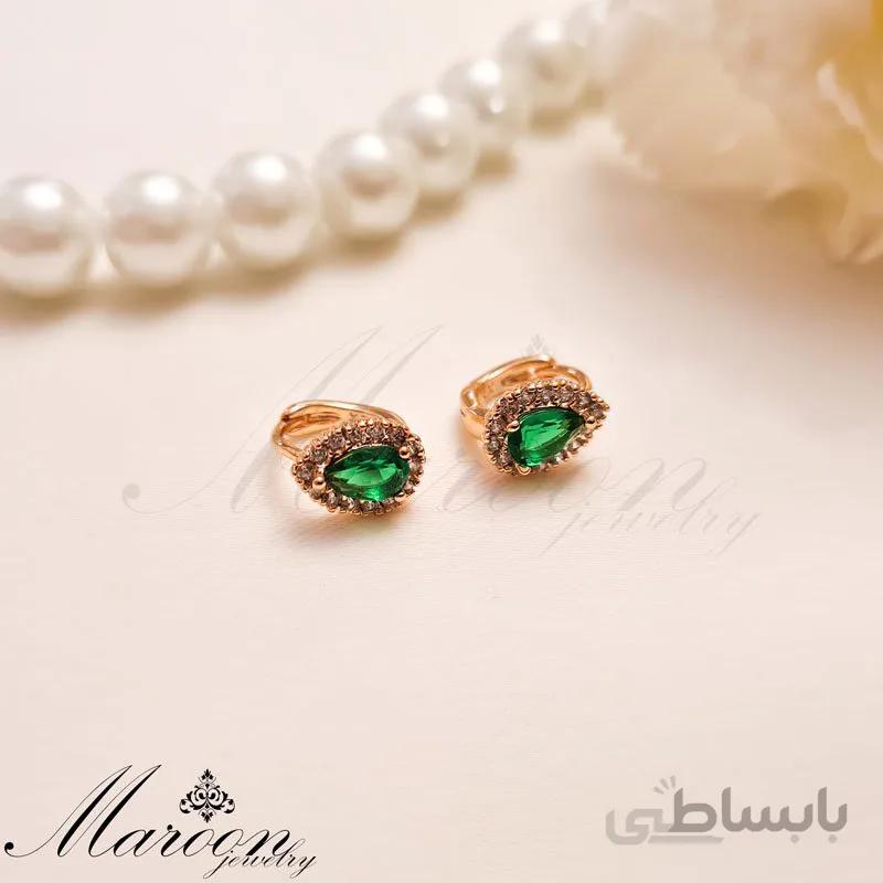 گوشواره زمرد اشکی مارون CG134
