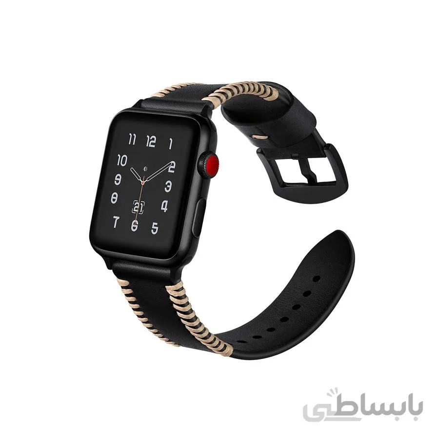 بند چرم اپل واچ مشکی برند جینیا (JINYA) مدل Style سایز 42 و 44 میلی متر