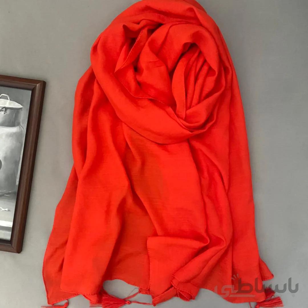 شال نخی بهاره نارنجی ساده اسلپ 107115 ا 107115