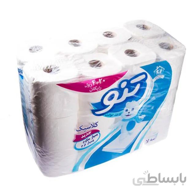 دستمال توالت ۳ لایه تنو ۲۴ رولی ا -
