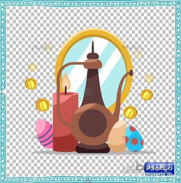 وکتور لایه باز آینه و شمعدان نوروز