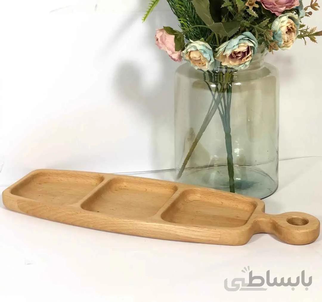اردو خوری دسته دار کوچک 3 خانه چوبی