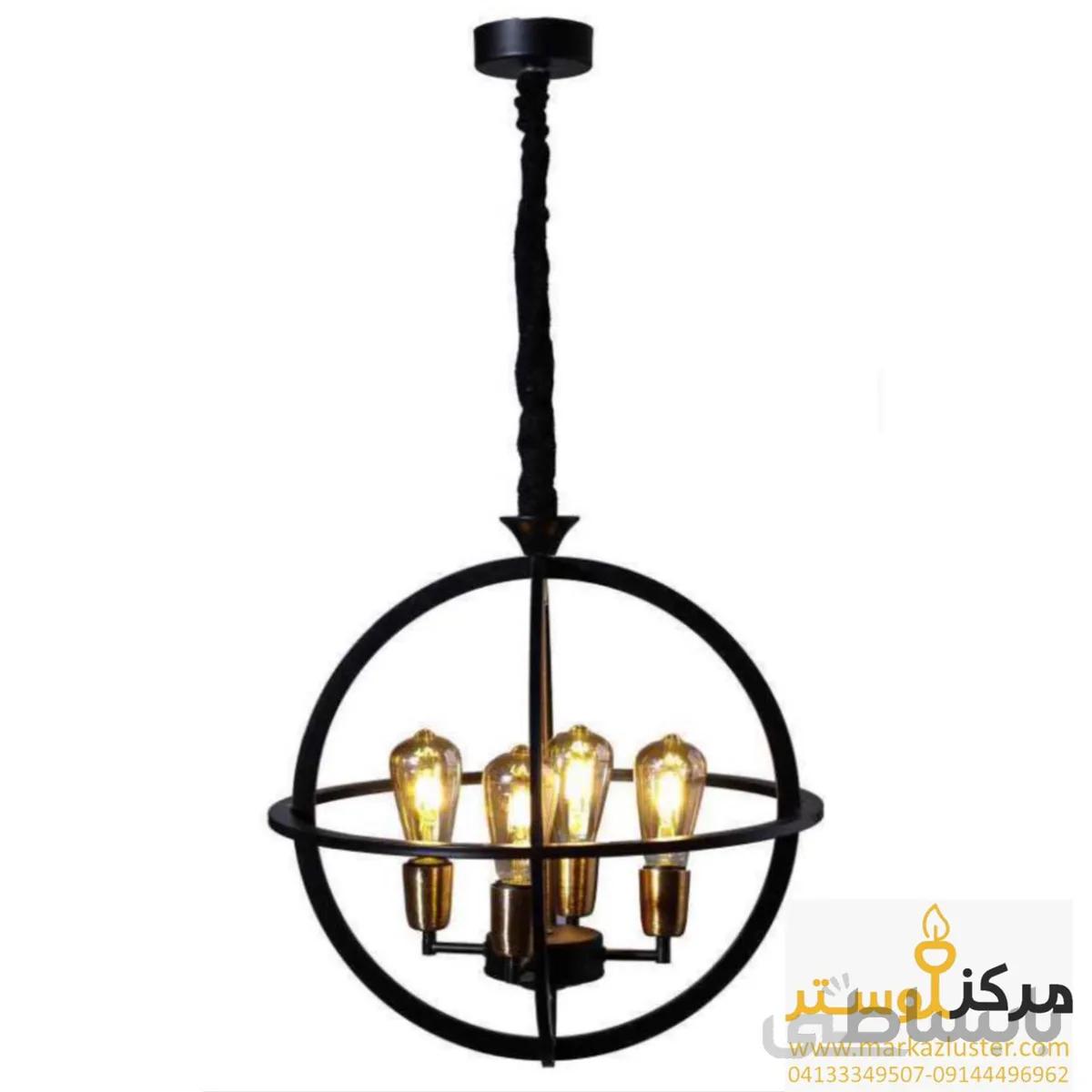 لوستر فانتزی مدل کره ساده 4 شعله مشکی