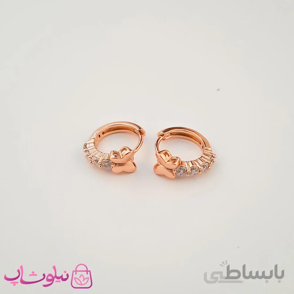 گوشواره زنانه حلقه ای نگین دار ژوپینگ طرح پروانه کد 2351