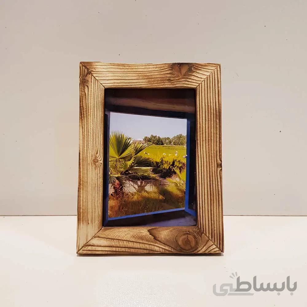 قاب عکس چوبی رنگ سوخته