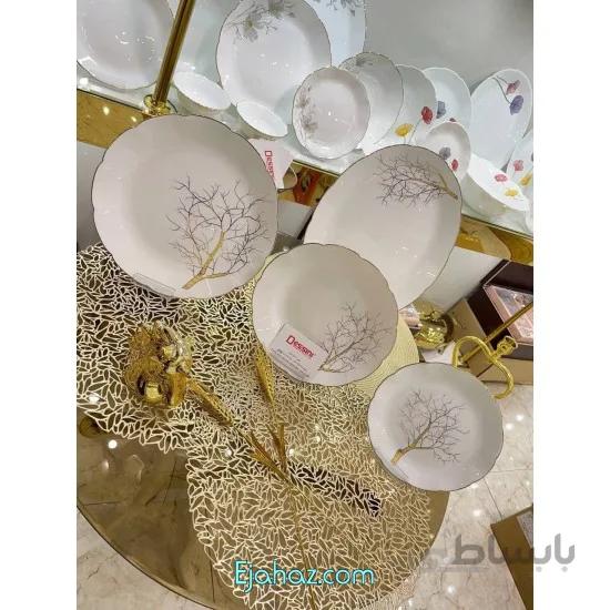 سرویس غذاخوری آرکوپال 26 پارچه دسینی طرح درخت طلایی لب طلا