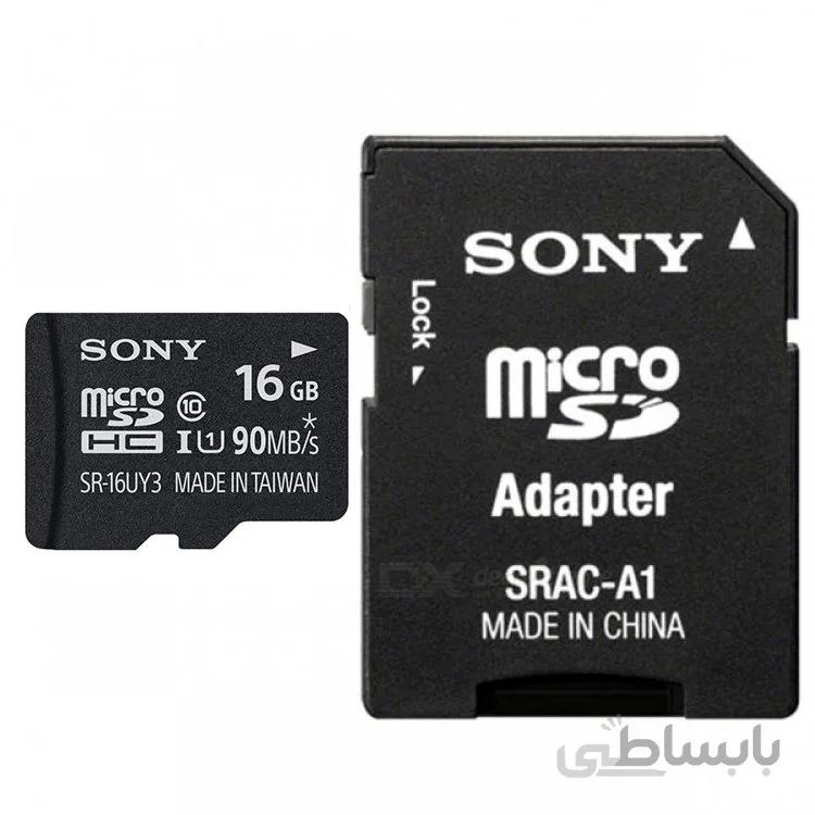 کارت حافظه microSDXC سونی مدل SONY SR 16UYA3 کلاس 10سرعت 90MBps ظرفیت 16 گیگابایت همراه با اداپتور SD در بروزکالا