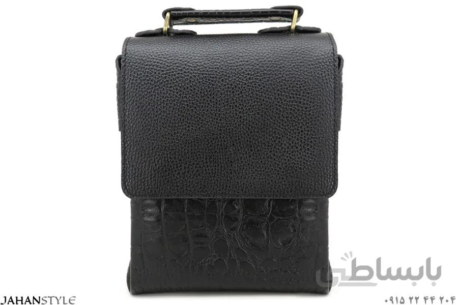 کیف دستی و دوشی چرم طبیعی بوفالو مشکی