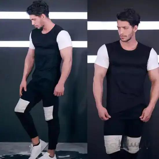 ست مردانه تیشرت و اسلش طرح دار ا Men's set of patterned T-shirts and slash