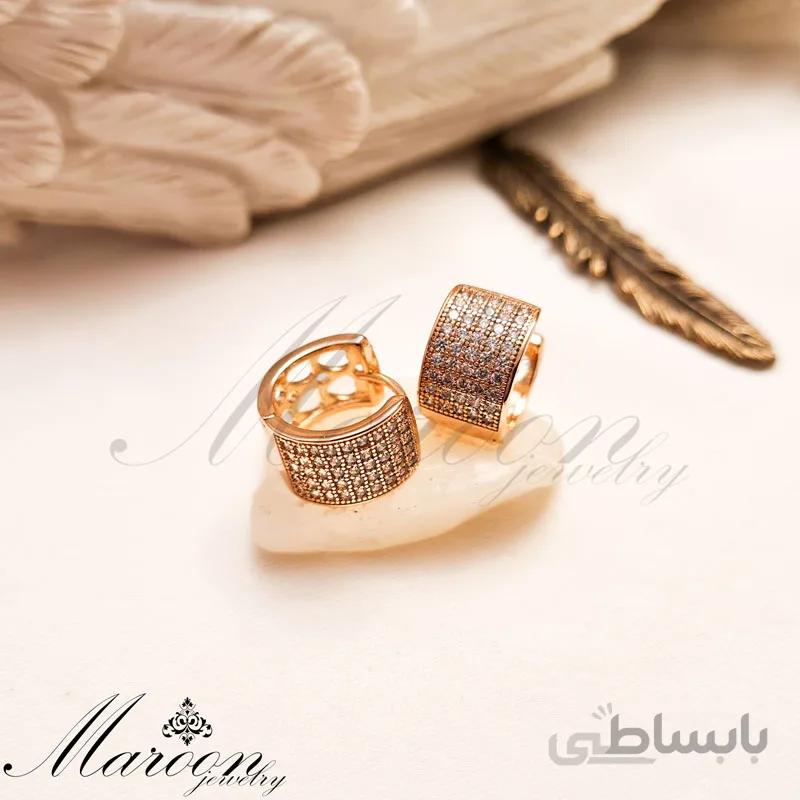 گوشواره حلقه ای پر نگین مارون CG35