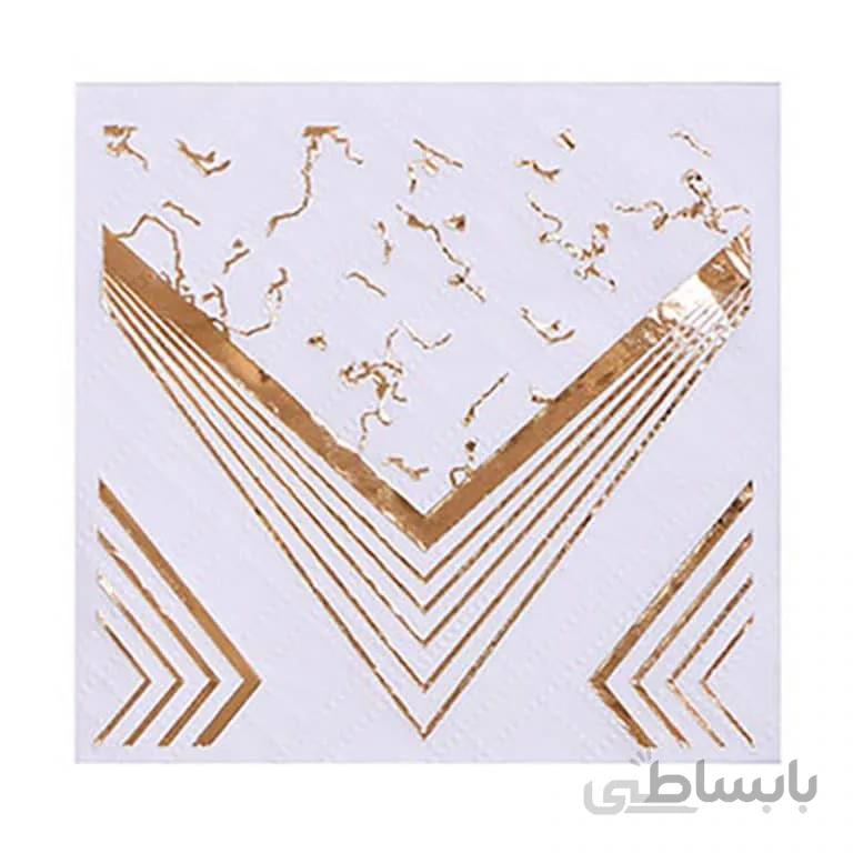 دستمال کاغذی طلاکوب تم تولد گرانیتی سفید مدل STBT940