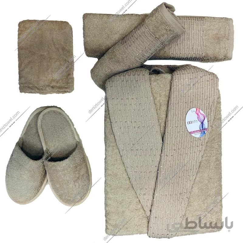 حوله ست یک نفره ۶ تیکه طرح هارمونی کرم