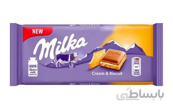 شکلات میلکا کرم و بیسکوئیت – Milka Cream & Biscuit