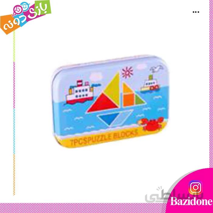 تنگرام چوبی جعبه فلزی