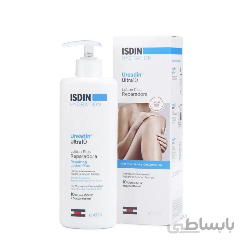 لوسیون مرطوب کننده ی پوست خشک و پوسته پوسته شده ایزدین Isdin Ureadin moisturizing protection of very dry and flaking skin Ultra 10 Lotion Plus 400ml