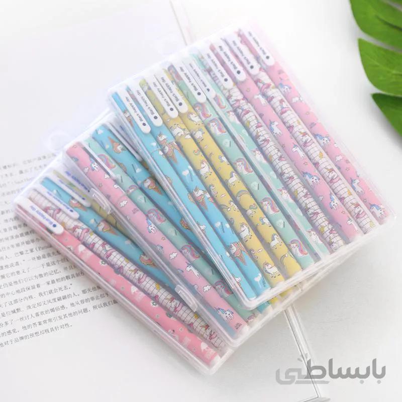 خودکار رنگی هپی دی طرح یونیکورن مجموعه ۱۰ عددی مدل unicorn design color neutral pen journal mark graffiti write smoothlyt colorful