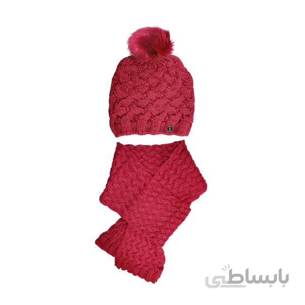 شال و کلاه دخترانه تارتن طرح 2 تیکه حصیری کد tr01