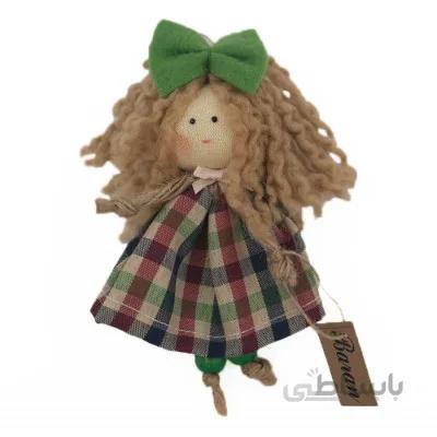 عروسک خیریه باران مدل مو فرفری بلوند پاپیون دار Baran charity handmade doll