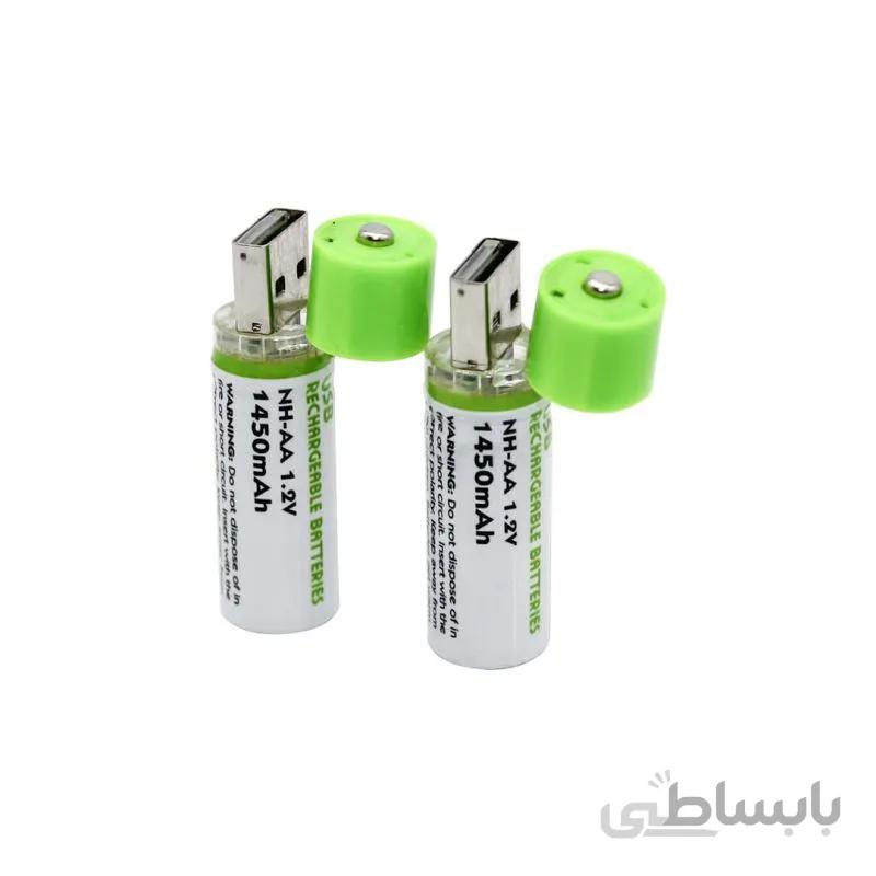 باتری قلمی شارژی USB مدل NH-AA بسته دو عددی