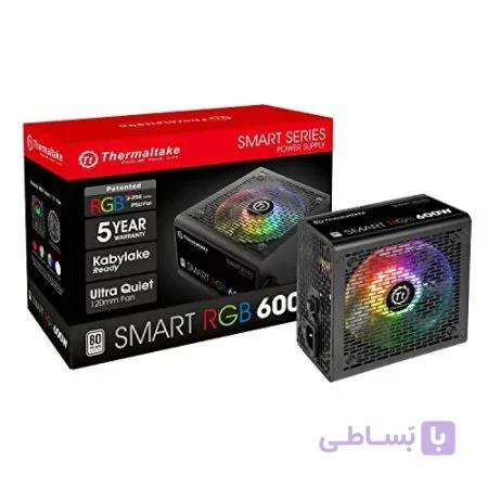 Thermaltake Smart RGB 600W 80 256-Color RGB Fan ATX 12V 2.3 منبع تغذیه آماده Kaby Lake 5 سال گارانتی منبع تغذیه PS-SPR-0600NHFAWU-1