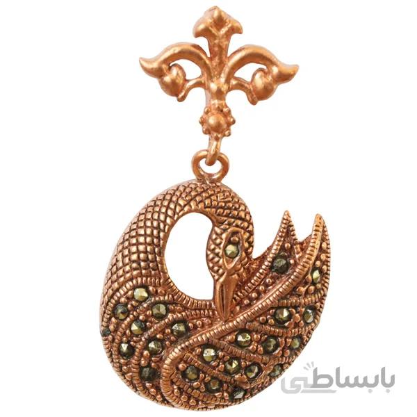 گردنبند مسی زنانه نگین مارکازیت اصل طرح قو کد JW288