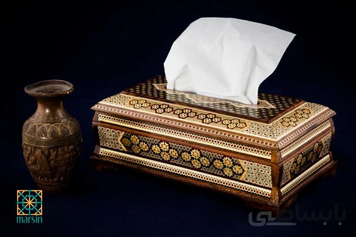 جعبه دستمال کاغذی خاتم کاری کد 49
