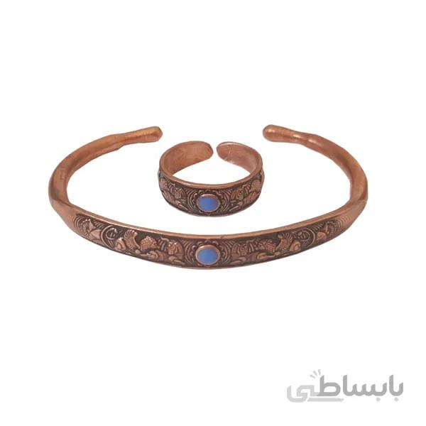 نیم ست مفتولی مسی طرح شیر، تک نگین کد JW87.2
