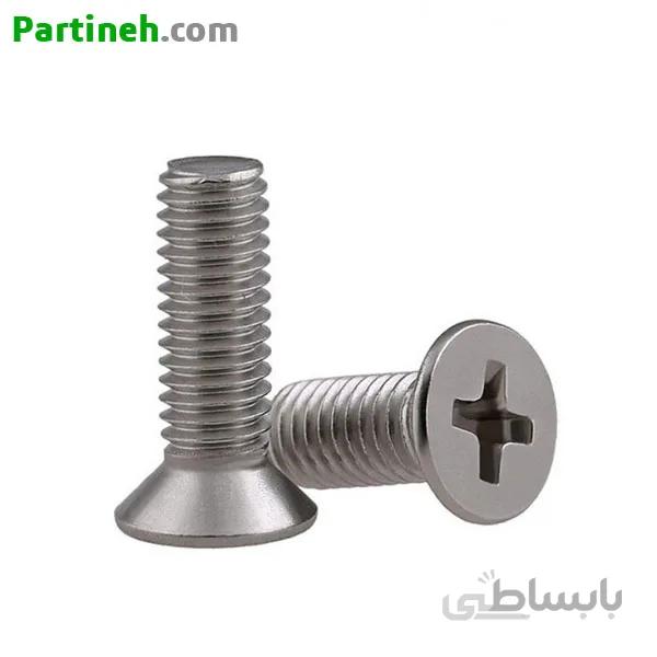 پیچ چهار سو سر تخت (سر خزینه) سایز M4 طول 6 میلیمتر ا Partineh.com