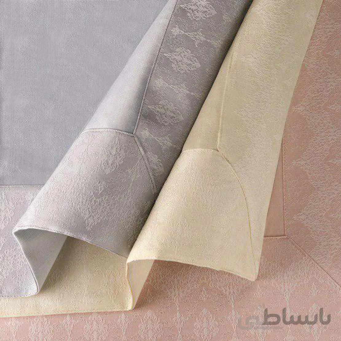 رومیزی حاشیه دار 6 نفره مستطیل 180*150 کتیبه کرم