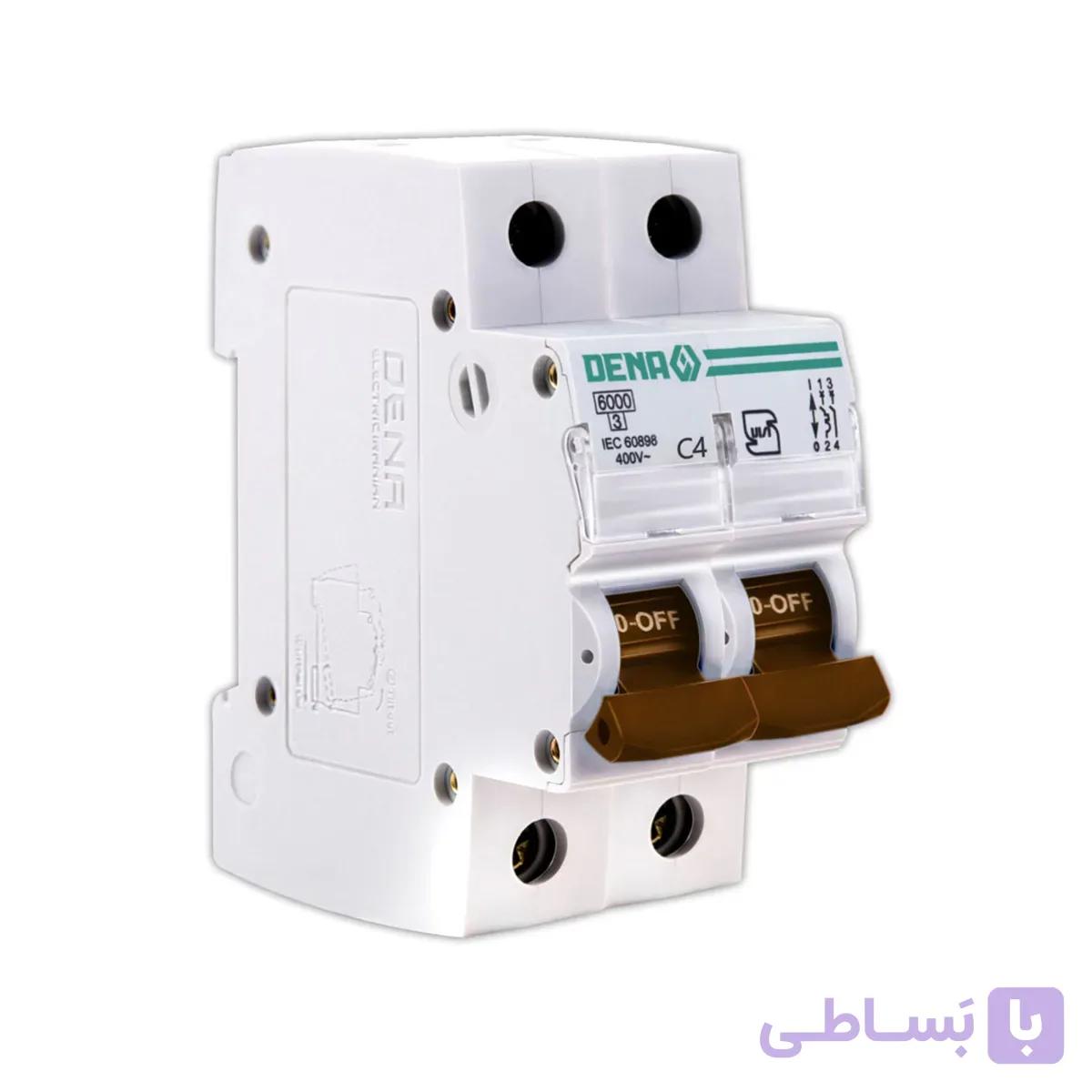 فیوز مینیاتوری دو پل 4 آمپر دنا الکتریک مدل C4-6K-2P