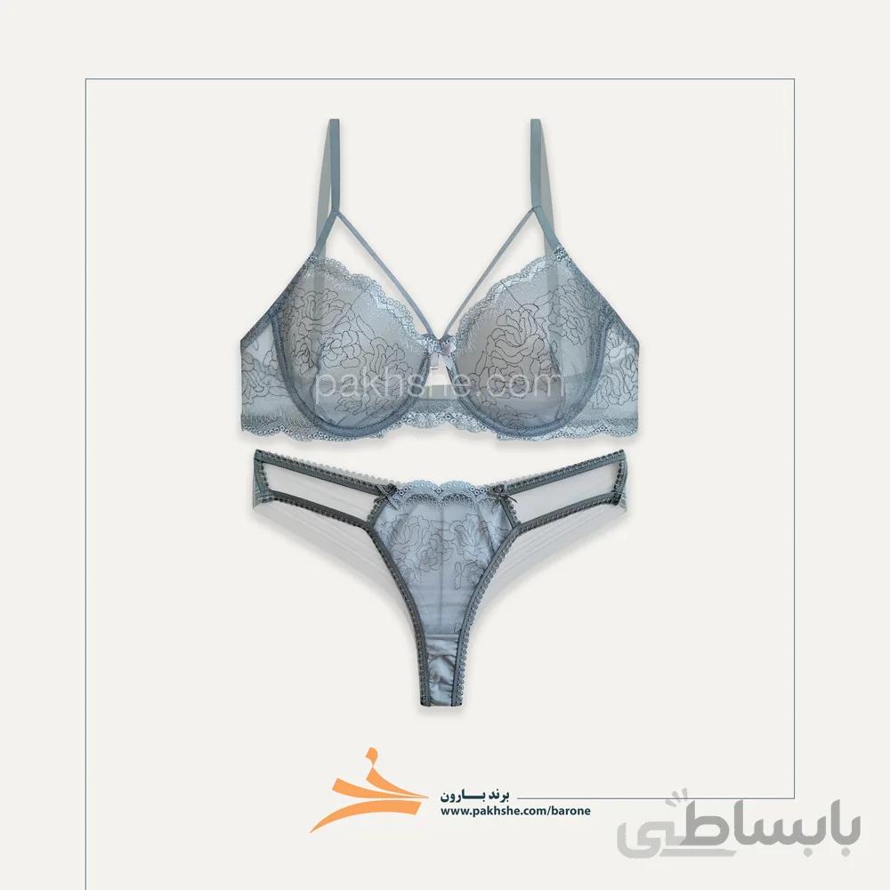ست شورت و سوتین هارنس دار طوسی برند بارون کد 345056