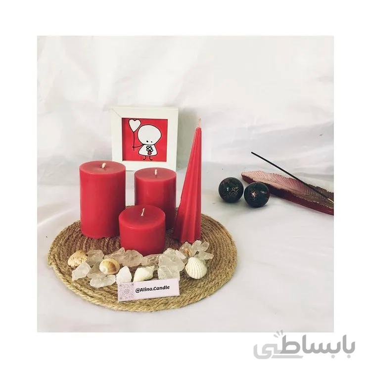 آلیناکندل – خرید شمع استوانه قرمز سه عددى