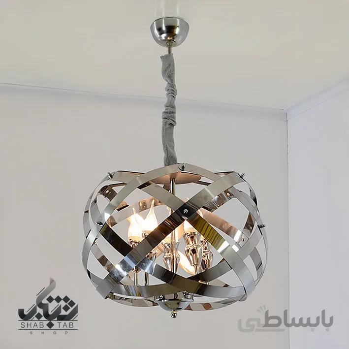 لوستر مدرن پنج شعله کد 574/5 استیل SHJ – سرپیچ E14