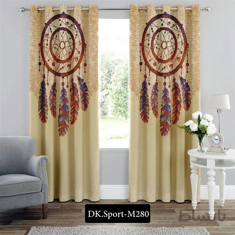 پرده پانچی (هازان و مخمل) کد DK.S.M280 طرح اسپرت دریم کچر dream catcher