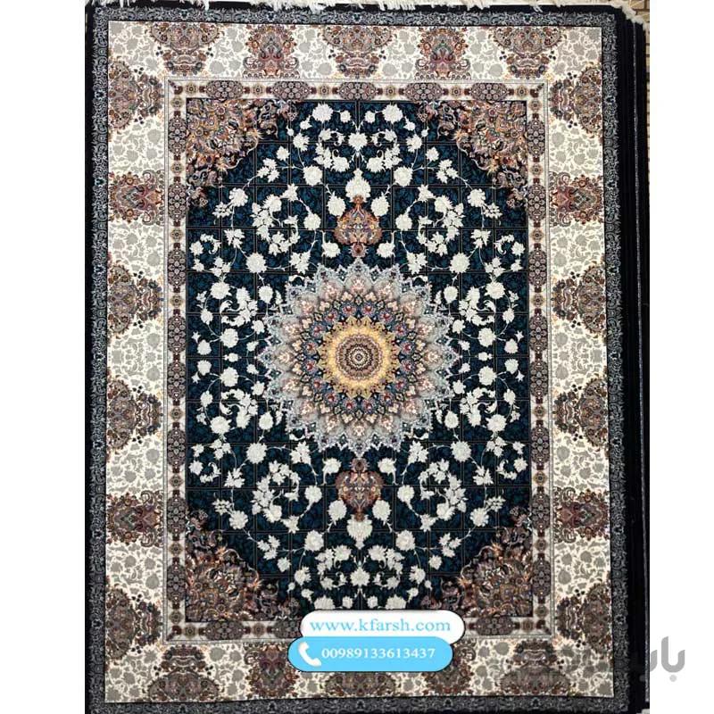 فرش ۷۰۰ شانه طرح ماهور سرمه ای و فیلی