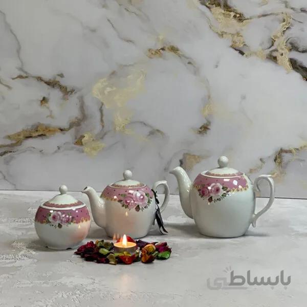 قوری شکس مدل مجیدگلدار متوسط کد 1104 صورتی